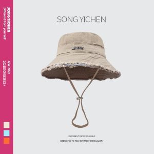 Korean Version Of INS Letter Fisherman Hat Fashionable Drawstring Outdoor Sunscreen Hat