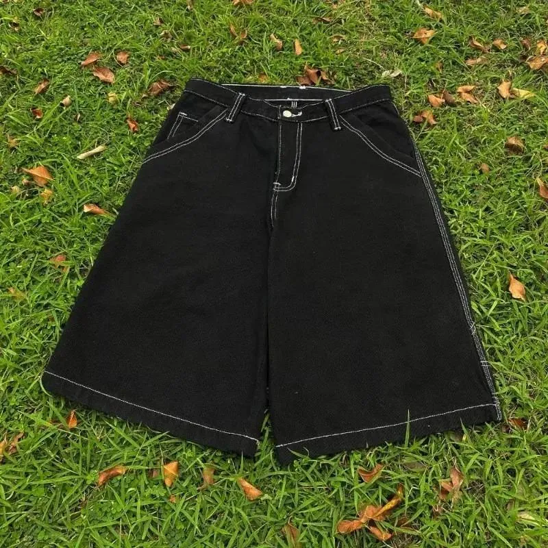 Wexwear Trendy Brand Vintage Baggy Jeans Shorts Men Harajuku