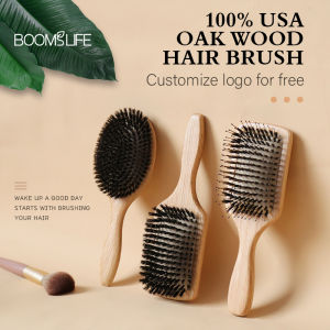 Boar Bristle HairBrush Wood Hair Brush Peine OAK Wood Combs for Women Barber Beauty Care Paddle Scalp Massage Brush2026
