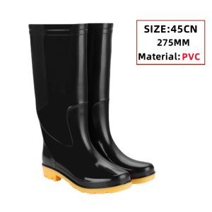 Mens PVC Anti Slip Waterproof Rain Shoes Black Thick Wear-resistant Labor Protection  Rubber Shoes