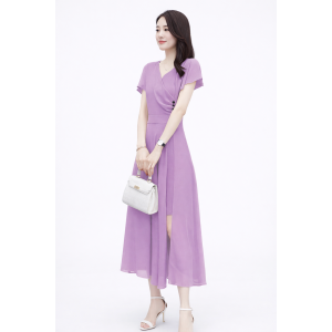 Midi Dress lengan pendek sifon Wanita Gaya Korea Model terbaru - Jfashion Dyah