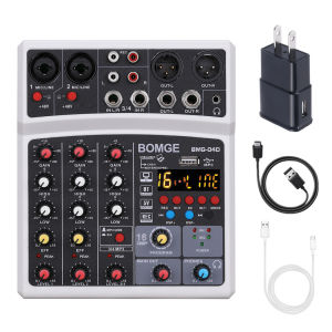 BOMGE 4 channel audio sound mixer 16 DSP Echo dj interface mixing console karaoke with MP3 USB Bluetooth stereo record 48V phantom power 5V power supply