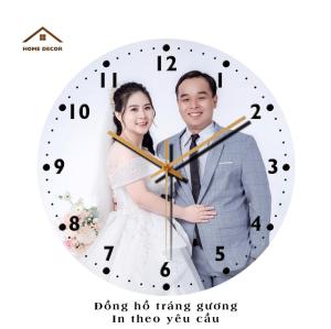Đồng hồ tròn tráng gương 5D in theo yêu cầu tăng nét chỉnh sửa tặng phụ kiện treo tranh.
