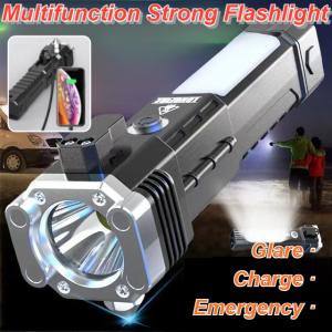 COB Multifunctional Flashlight for All Year Family Users  Adults  Outdoor Enthusiasts  Universal for Men and Women  Car Repair Workers  High Brightness Long Range  Portable Safety Hammer
