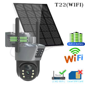 V380 AOV 24 Hours Keep Recording 15MP Three Lens HD Outdoor 4G Solar Camera Night Vision PIR Human Detection Wireless Video Surveillance 4G sim Three Lens Outdoor CCTV