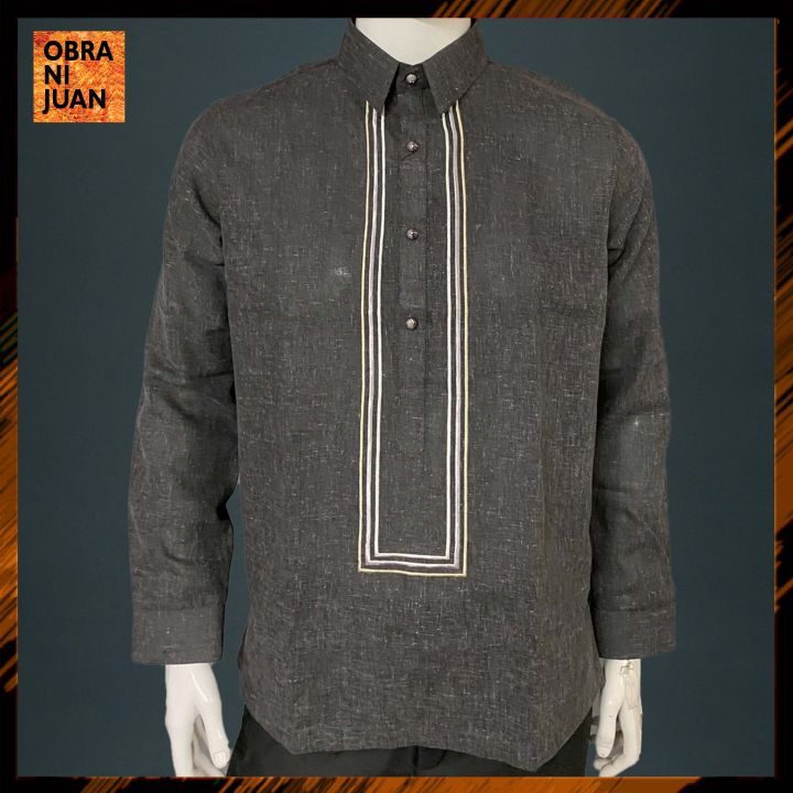 Obra ni Juan Inno Fit (Regular Fit) Polo Barong Embroidered Dark