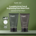 [KAHF PAKET 2IN1 COMBO DAY & NIGHT] Complete Acne Care & Brightening Face Wash Pack 100 ml isi 2 pcs - Wajah Glowing, Cerah, Anti Ketarik, Bebas Jerawat - Skincare Pria - Kombinasi Sabun Cuci Muka Sesuai Kondisi Kulit. 