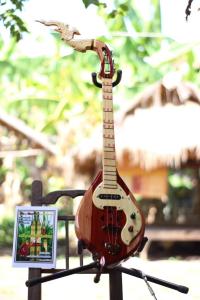 พิณโปร่งไฟฟ้า คัดไม้พิเศษ แถมคู่มือ ปิ๊ก สายแจ็ค สายสะพาย ไม้รักใหญ่ ทรงหยดน้ำก้นงอ