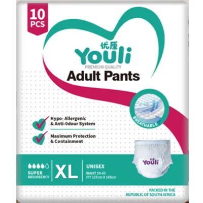 YOULI Breathable Adult Diapers (2000ml x 100 Pcs) Fast Absorption Leak-Proof Adult Pull-Up Pants