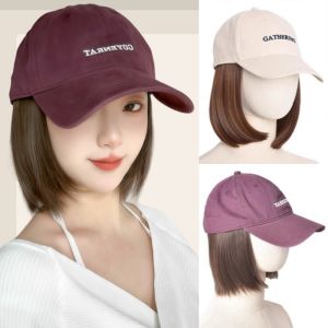 kuibiw วิกผมสั้นหญิง วิกผมสั้น วิกผมสั้น หญิง วิกผมผู้หญิง ผมสั้น วิกผมผม หมวกเบสบอลพร้อมวิกผม วันพีซ หมวกฮิปฮอป วิกผมหมวกปรับได้ เย็นเย็น หมวกบังแดด ผมบ๊อบสั้นตรง สำหรับผู้หญิง