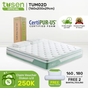 Kasur TUSEN Spring Bed TUM02 Ukuran 120x200 160x200 180x200 gerakan tanpa gangguan kokoh tidak mudah berubah bentuk garansi 15 tahun.