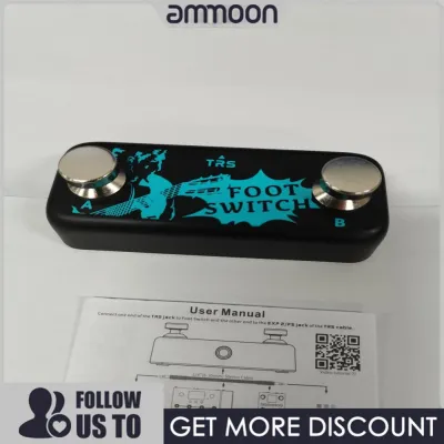 ammoon Dual Footswitch Pedal Effect Controller Pedal A B Channel Footswitch 6.35mm Stereo Input Plug and Play for Comprehensive Effect Controller Control Effects Pedals