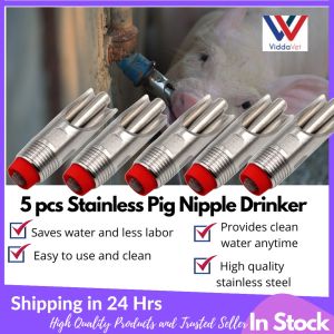 Viddavet 5 PCS Stainless Pig Nipple Drinker Pig drinker stainless steel pig nipple water drinker set pig drinker