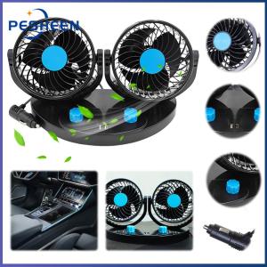 หัวคู่ USB รถระบายความร้อน 2 ความเร็วลมพัดลมไฟฟ้าพัดลมไฟฟ้าปรับมุมการระบายอากาศอัตโนมัติสำหรับแดชบอร์ดรถยนต์