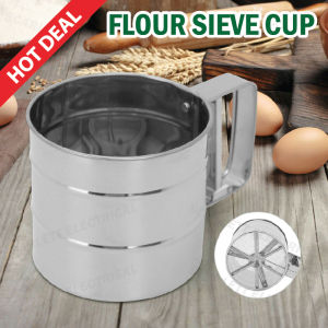 Sifter Shaker Mesh Flour Sieve Filter Icing Sugar Powder Strainer With Measuring / Penapis Tepung