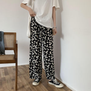 GanLai Women Pank Pants for Women Summer New Korean Style Loose Daisy Wide-Leg Pants High Waist Slimming Drooping Straight Casual Pants for Women