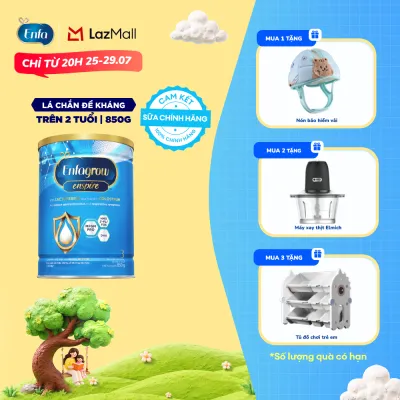[CHỈ TỪ 25-29/07 MUA LÀ CÓ QUÀ] Sữa bột Enfagrow Enspire 3 850g hỗ trợ đề kháng với Lactoferrin dành cho trẻ từ 2-6 tuổi
