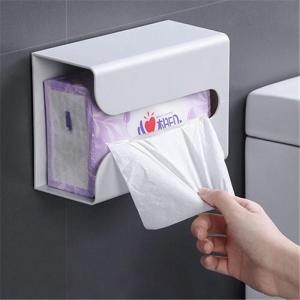 Wall Mounted Tissue Holder Without Punching Tissue Rack Paste-Type Toilet Kitchen Paper Storage Box