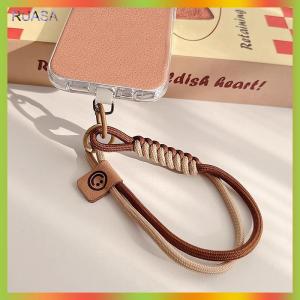 RUASA Phổ va chạm màu dệt dây đeo điện thoại ngắn cầm tay Mặt dây chuyền chống rơi đa năng dây đeo cổ tay điện thoại di động treo dây
