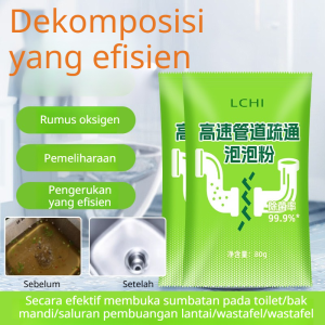 Pembersih Saluran Pembuangan Bubuk Penghilang Sumbatan Pipa Pelarut Minyak dan Sisa Dapur Penghilang Sumbatan Toilet Pembersih Saluran Pembuangan Toilet dan Pembersih Lumpur Pipa