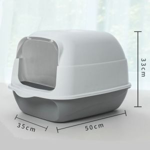 Foldable Cat Litter Box Large Fully Enclosed Litter Box With Door Splash Proof Cat Bedpan Large Space Cat Litter Basin Toilet Deodorant Top Deodorant Box Semi-Enclosed Litter Box Sandbox Cat Toilet With Cat Litter Shovel