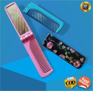 Kaca Makeup Sisir Cermin Lipat Saku Suri Rambut Kaca Folding Glass Comb