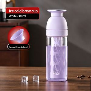Bincoo cốc thức uống pha lạnh thủy tinh với bộ lọc Cà Phê chai chịu nhiệt cho văn phòng và outdooor 600ml