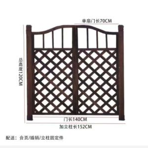 LZD  Outdoor Carbonized R Anti-Corrosion Wooden Door Wooden Fence Fence Gate Gardening Fence Gate Fence Garden Wooden Door Fence Double Door