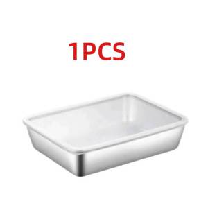 Smith Tools | Stainless steel thickened square plate tray with lid cover food storage container Keluli tahan karat dulang ﻿
