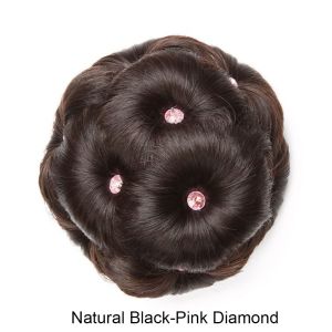 NBANLIKE Flower Ring Bun Synthetic Hair Bun Hair Bun Donut Bride Hairpiece Nine Flowers Hair Stylish Small Bundle Curly Chignon Women