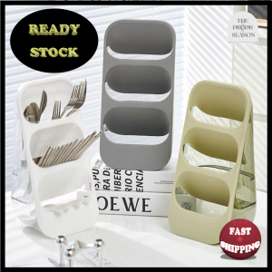 [Ready Stock] [3 Layer Transparent Storage Rack] High Quality Multipurpose Drainable Storage Box Storage Shelf Chopstick Spoon Fork Cutlery Lipstick Foundation Cosmetic Notebook Pencil Scissors Stationery Kitchen Bathroom Bedroom Living Room Study Room