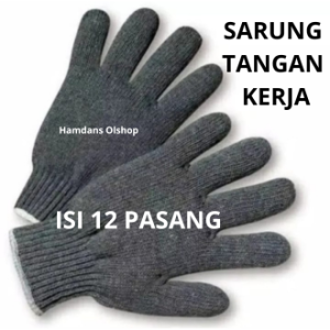 Sarung Tangan Kerja Isi 1 Lusin Bahan Kain Rajut Tebal