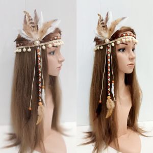 ที่คาดผมสไตล์โบฮีเมี่ยน ที่คาดผม ที่คาดผมขนนก แต่งขนไก่ และตุ้ม สายปรับได้ตามขนาดศรีษะ พร้อมส่งจากไทย งานฝีมือคนไทย