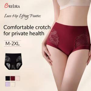 【SINGABRALETTE】Mulberry Silk Lace Panties High Waist Seamless Tummy Control Breathable Butt Lift Body Shaping Panty Lightweight Underwear
