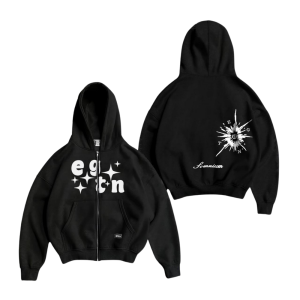 ARMELIA SHOP Jaket Hoodie Boxy Resleting Hitam Pria Wanita