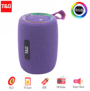 T&G TG-434 TWS Bluetooth Portable Wireless Full Bass Fabric Speaker with LED Colorful Light Modes