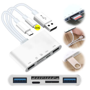 High-Performance 5-In-3 Memory Card Reader USB OTG Adapter for PC Laptop and Mobile Devices Support SD Micro SD CF Cards