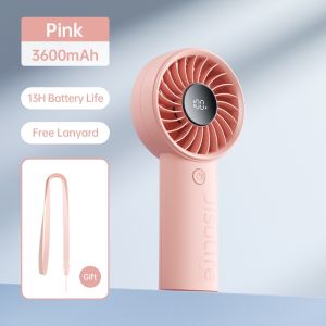JISULIFE Handheld Fan Life4 Strong Wind Mini Rechargeable Portable Hand Fan with 17.5H Battery Life Small Electric Turbo Fan LED Display