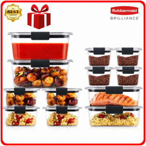 Rubbermaid Brilliance Storage Plastic Lids Clear 12-Piece set lunch box containers lunchbox lunch box bento kitchen pantry organizer
