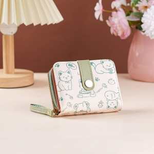 TERPE SHOP. Wallet Cute Cartoon Cat Card Holder for Students Small Coin 1pcs Women PU Short Purse with Zipper