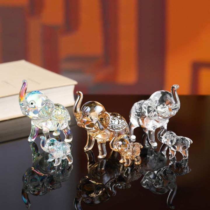 WENTIVV Funny Crystal Elephant Statue Cute Handicraft Desktop Crystal