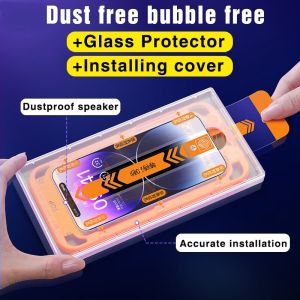 One-click Installation Screen Protector for iPhone 17 16 15 14 13 12 11 Plus Pro Max 17Air 16ProMax Tempered Glass Film With Alignment Mounting Cover