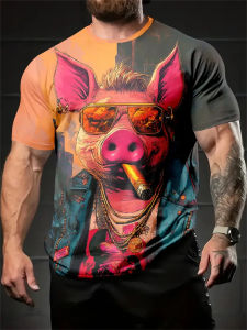[Local Stock] VCC Funny 3D Animal Pattern Mens T-Shirt Casual O-neck Short Sleeve Tops Hip Hop Trend Harajuku Streetwear Summer Fashion Loose Tee