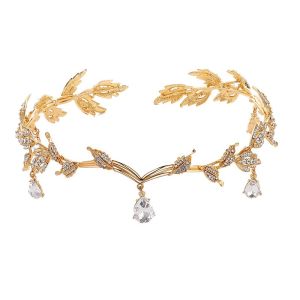 Fairy Headband Flower Crown Headpiece Metal Elf Tiaras for Halloween Wedding Cosplay Costume Prom