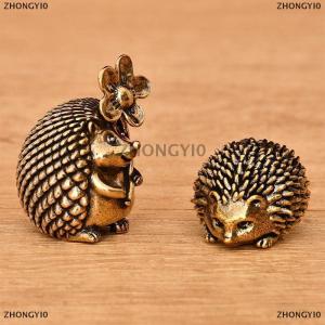 [COD] ZHONGYI0 Brass Ornament Small Hedgehog Figurines Retro Copper Hedgehog Brass Tea Pet Home Desktop Small Ornament Handicraft Miniatures
