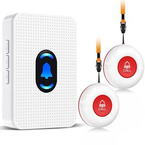 Chunhee LC01 Wireless Caregiver Pager System - Emergency Call Alert with 2 Waterproof SOS Buttons & 1 Receiver (Fast Local Shipping) | Para sa Matatanda Bahay at Nursing Home Malawak na Saklaw Walang Bayad sa Tawag | Elderly Care Hospital Caregiv