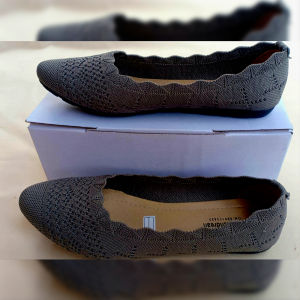 Sepatu FlatShoes Korea Balet Wanita Bahan Rajut Dengan Sol Karet Size 37 - 40