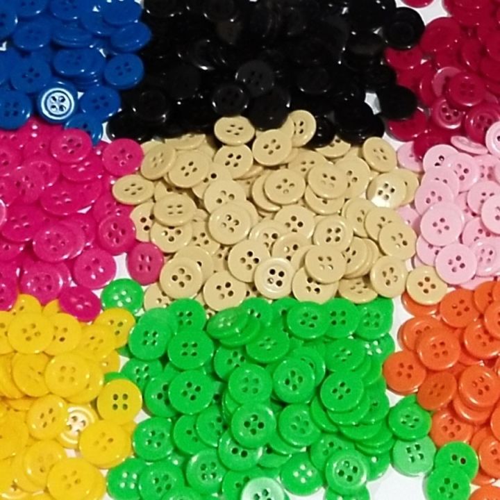 kancing warna warni diameter 11 mm isi 144 - kancing baju gepeng