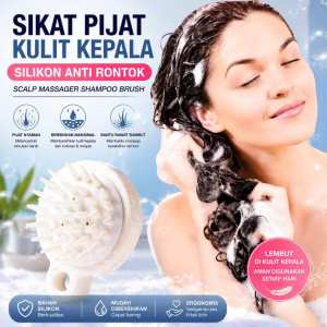 Sikat Pijat Kulit Kepala Silikon Anti Rontok / Scalp Massager Shampoo Brush