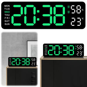 Digital Alarm Clock Electronic Wall Clock Temperature/Date USB Charging Dual Alarm Clock Multifunctional for Home Office